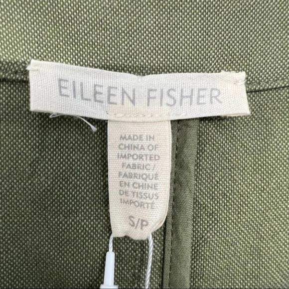 NWT Eileen Fisher Olive Green Cross-dyed Long Jacket S Open - Picture 8 of 10